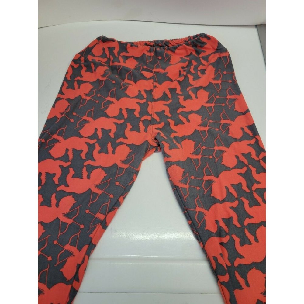 Lularoe Valentines Day Cupid's Arrow OS Leggings Red/Black